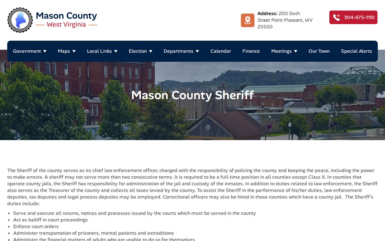 Mason County Sheriff booking-record contact source