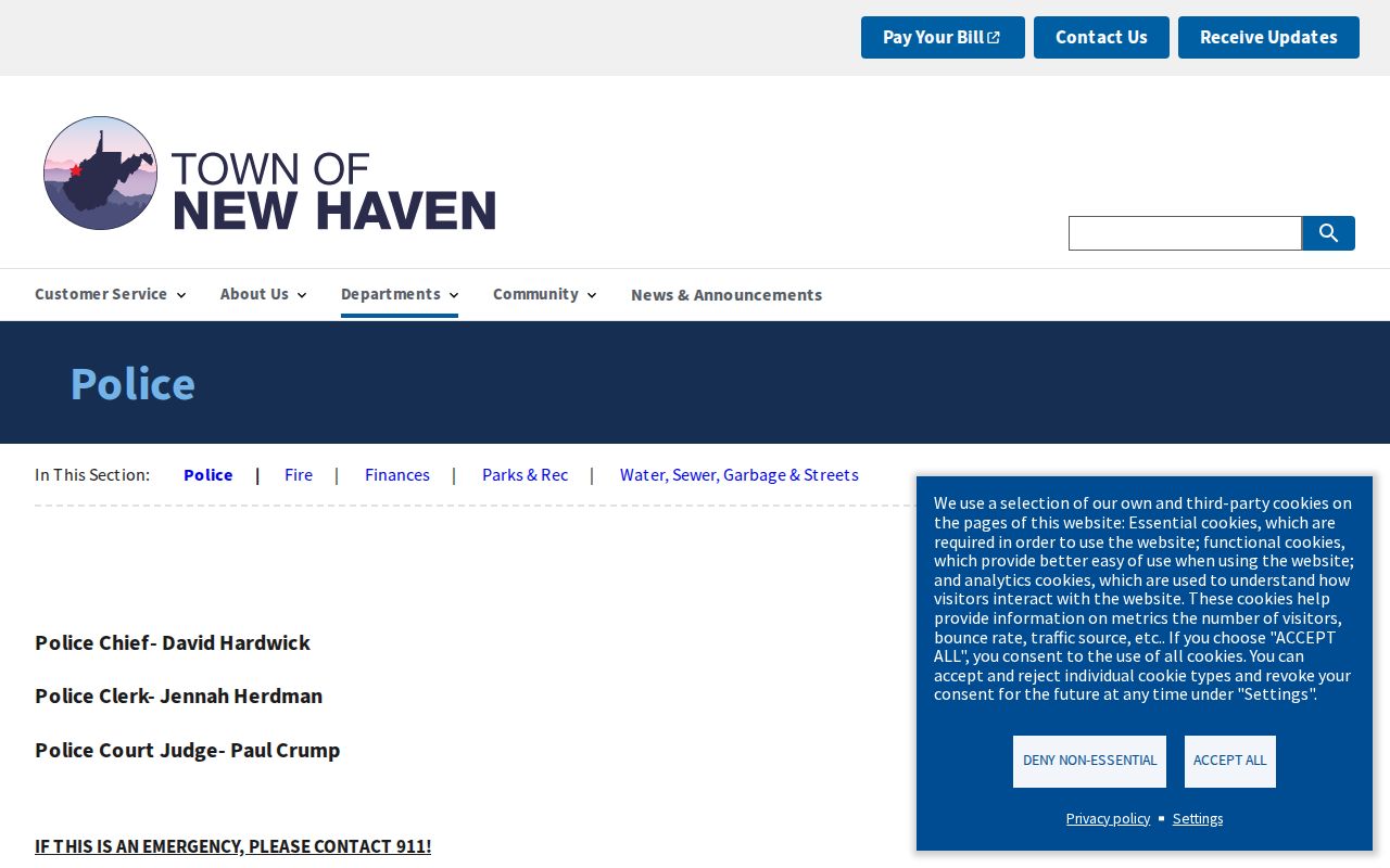Mason County New Haven Police arrest-record contact page